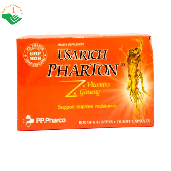 Viên uống Usarich Pharton hỗ trợ bồi bổ vitamin, tăng cường sức khỏe và giảm mệt mỏi (Hộp 6 vỉ x 10 viên)