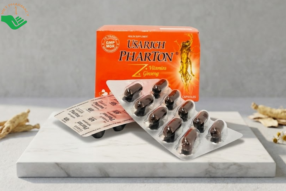 Viên uống Usarich Pharton hỗ trợ bồi bổ vitamin, tăng cường sức khỏe và giảm mệt mỏi (Hộp 6 vỉ x 10 viên)