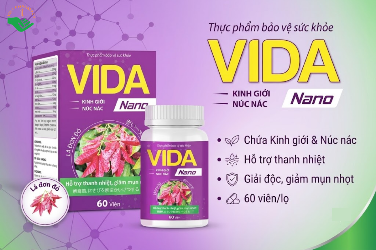 Viên uống Vida Nano BigShark hỗ trợ thanh nhiệt và giảm mụn nhọt (Hộp 60 viên)