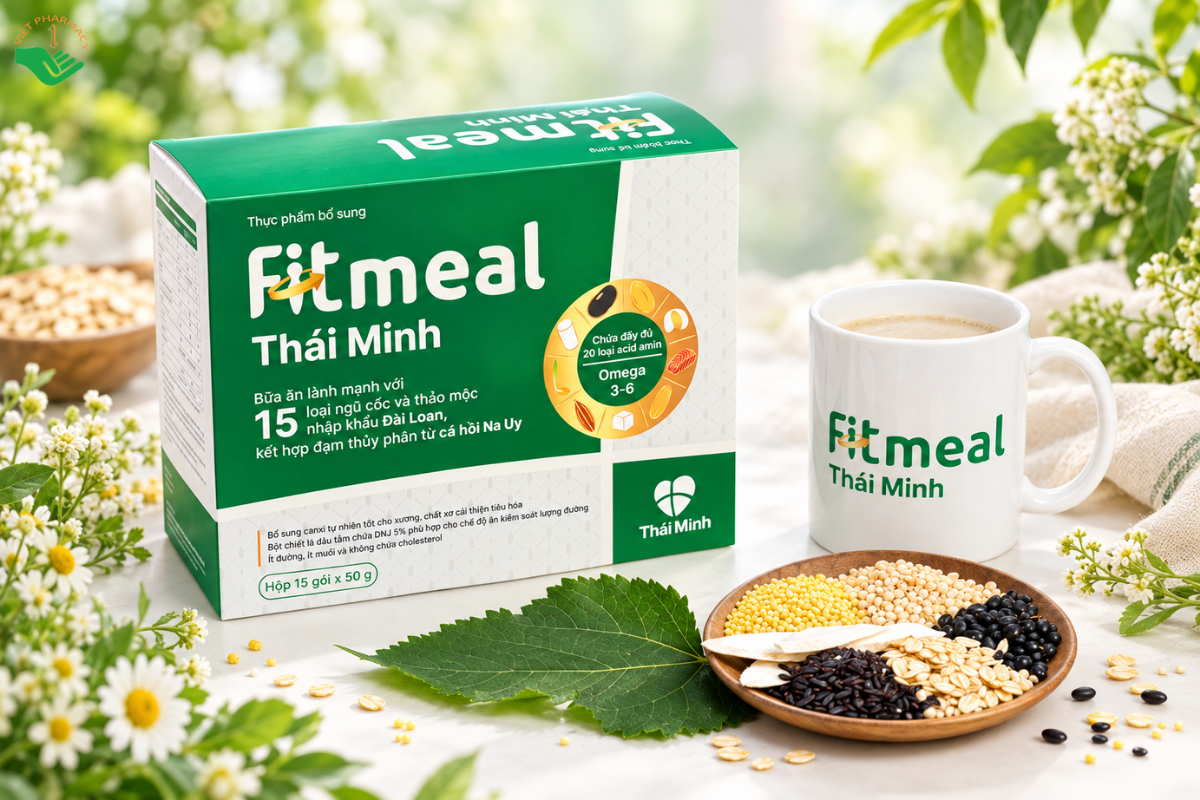 Bột ngũ cốc Fitmeal Thái Minh bổ sung dinh dưỡng, chất xơ và canxi (Hộp 15 gói x 50g)