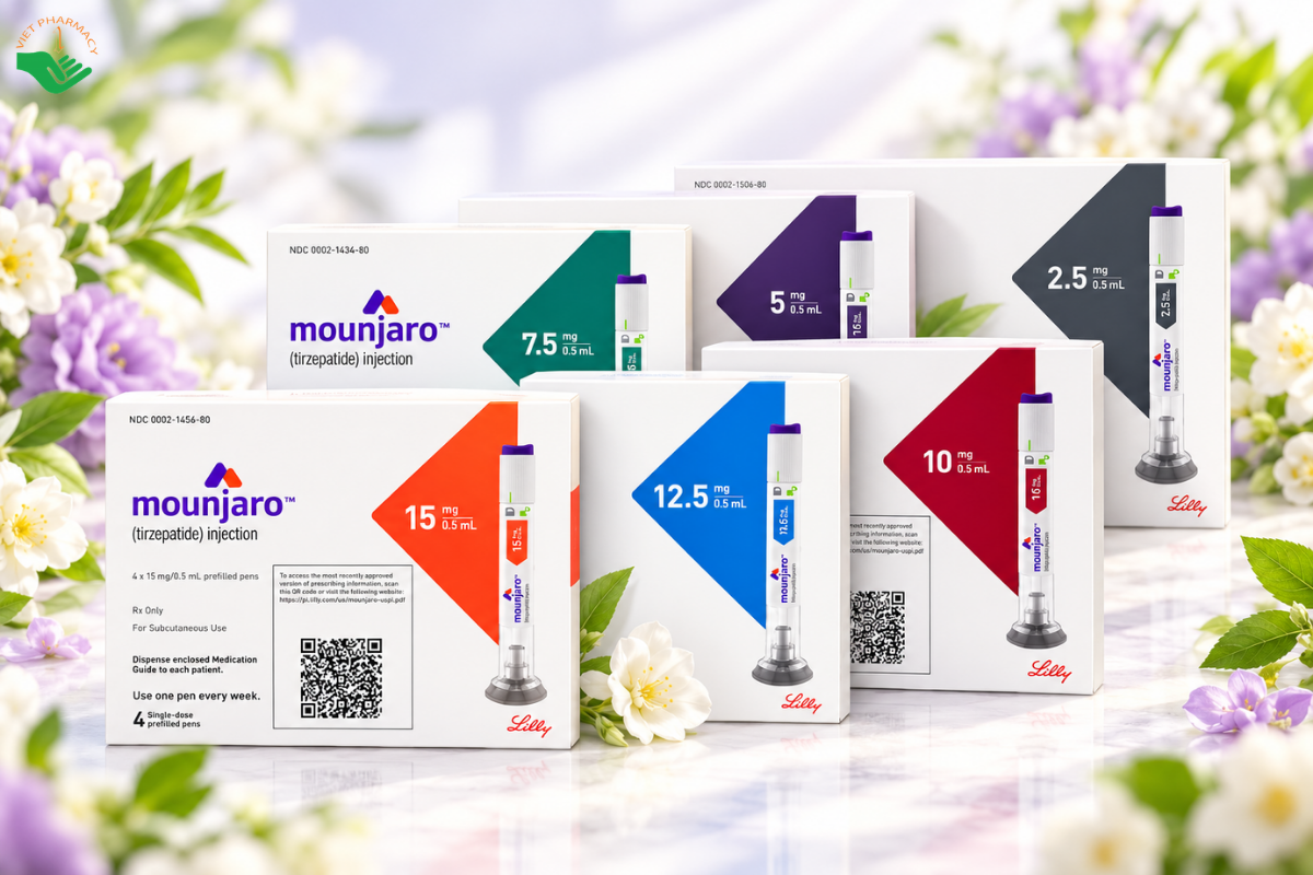 Bút tiêm Mounjaro Eli Lilly dùng kiểm soát cân nặng ở người béo phì, thừa cân (Hộp 1 bút)