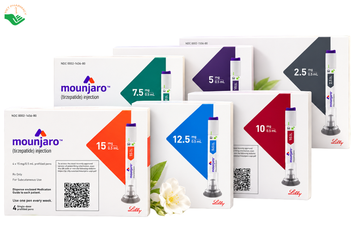 Bút tiêm Mounjaro Eli Lilly dùng kiểm soát cân nặng ở người béo phì, thừa cân (Hộp 1 bút)