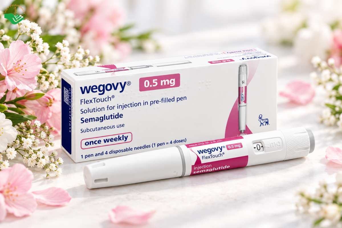 Bút tiêm Wegovy 0.5mg Novo Nordisk kiểm soát cân nặng ở người béo phì, thừa cân (Hộp 1 bút)