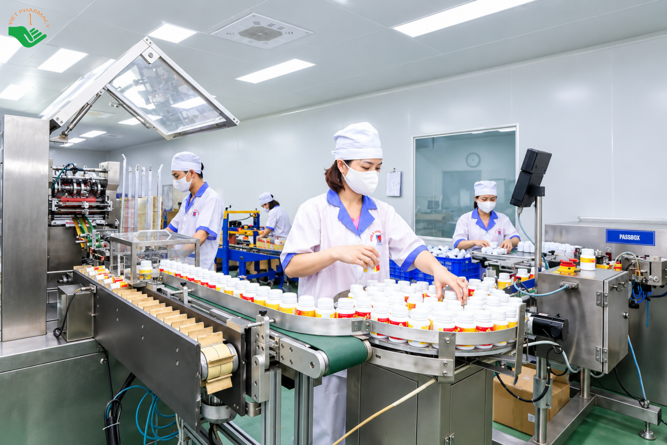 Dây chuyền sản xuất và đóng gói sản phẩm tại nhà máy Dược phẩm Tâm Bình