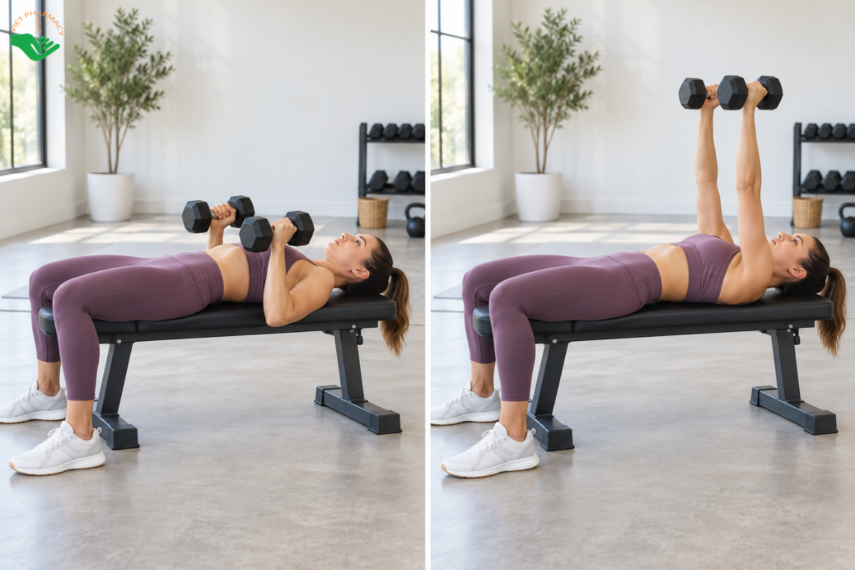 Dumbbell Chest Press giúp phát triển nhóm cơ ngực
