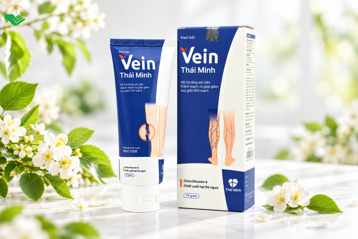 Kem bôi Vein Thái Minh hỗ trợ giảm đau, nóng rát, nặng chân do suy giãn tĩnh mạch và trĩ (Tuýp 75g)