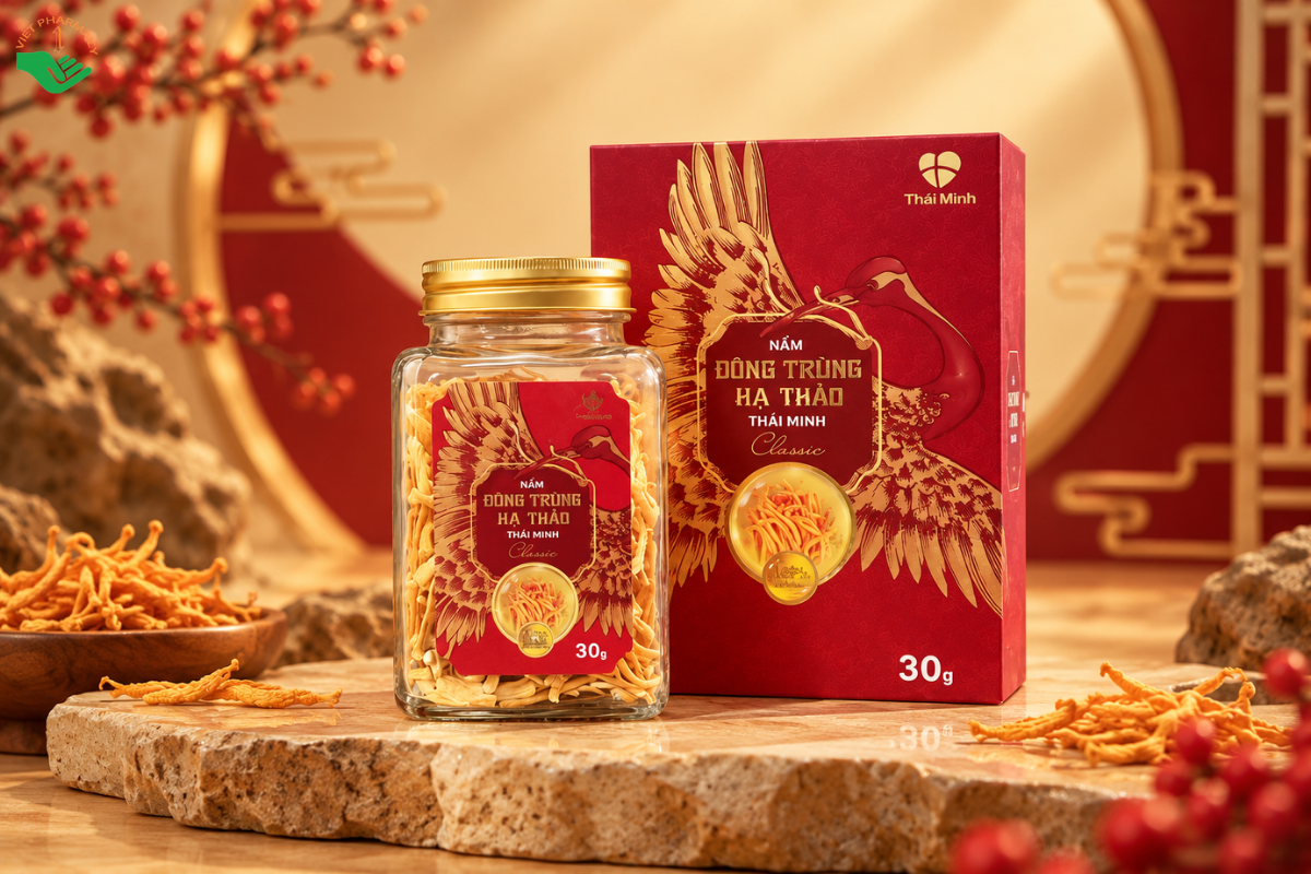 Nấm đông trùng hạ thảo Thái Minh Classic hỗ trợ bồi bổ cơ thể, tăng cường sức khỏe (Lọ 30g)
