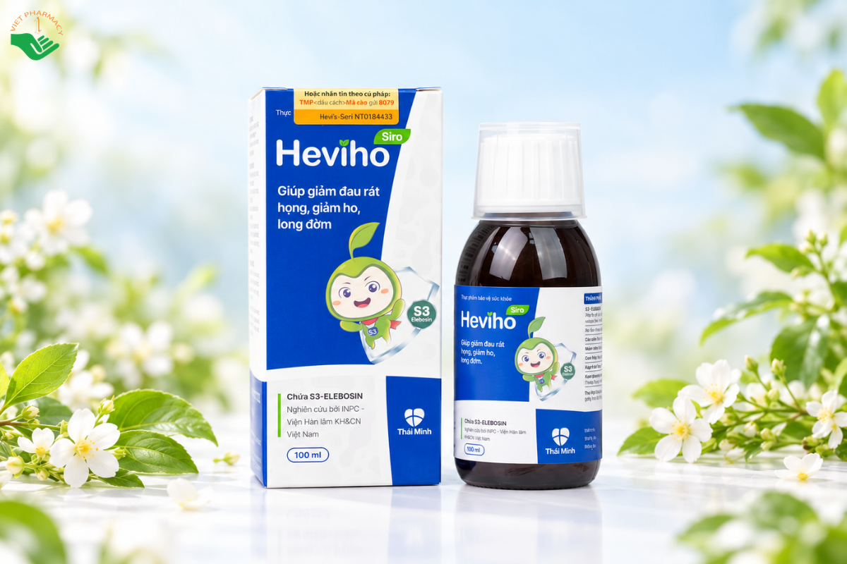 Siro Heviho Thái Minh hỗ trợ giảm ho, long đờm, làm ấm họng và tăng sức đề kháng (Chai 100ml)