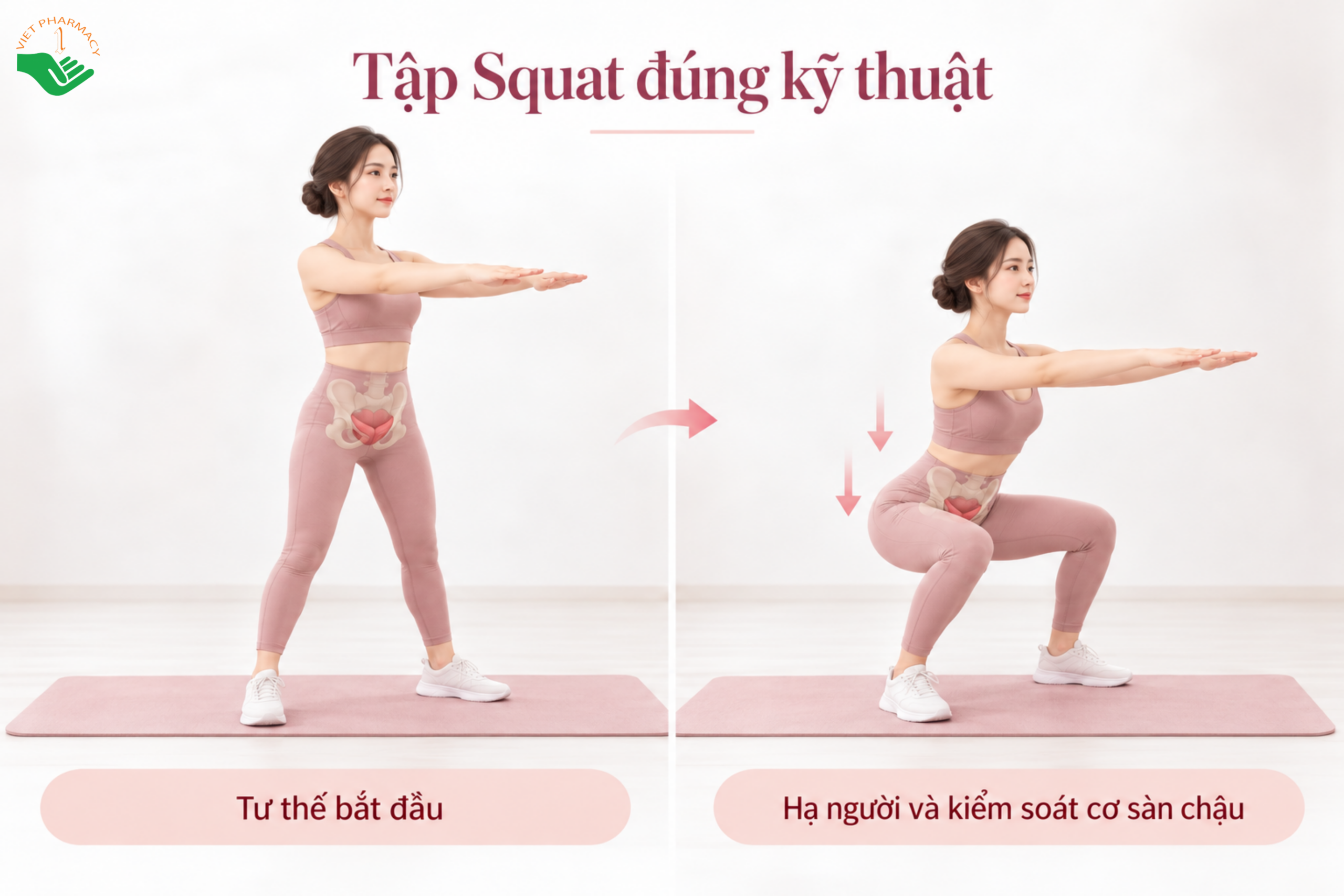 Squat kết hợp kiểm soát cơ sàn chậu