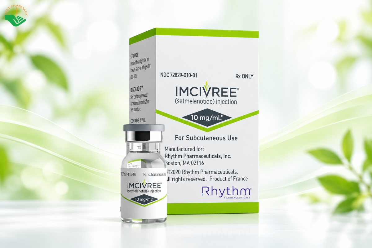 Thuốc tiêm Imcivree 10mg/ml Rhythm Pharmaceuticals điều trị béo phì do rối loạn di truyền hiếm gặp (Hộp 1 lọ)