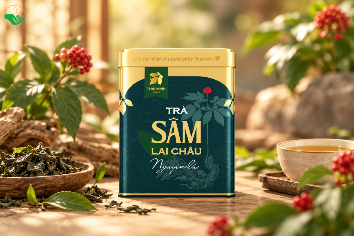 Trà Sâm Lai Châu nguyên lá Thái Minh hỗ trợ bảo vệ, tăng cường sức khỏe (Hộp thiếc 100g)