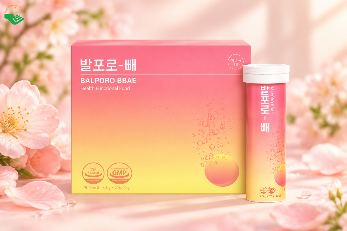 Viên sủi Balporo BBae BBae Lab hỗ trợ hạn chế chuyển hóa carbohydrate thành chất béo, hỗ trợ giảm béo (Hộp 3 Ống x 10 viên)