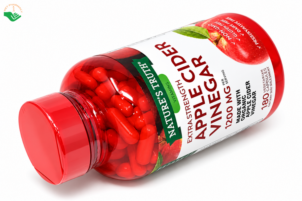 Viên uống Apple Cider Vinegar 1200mg Nature's Truth hỗ trợ kiểm soát cân nặng, hạn chế tích tụ mỡ thừa (Hộp 180 viên)