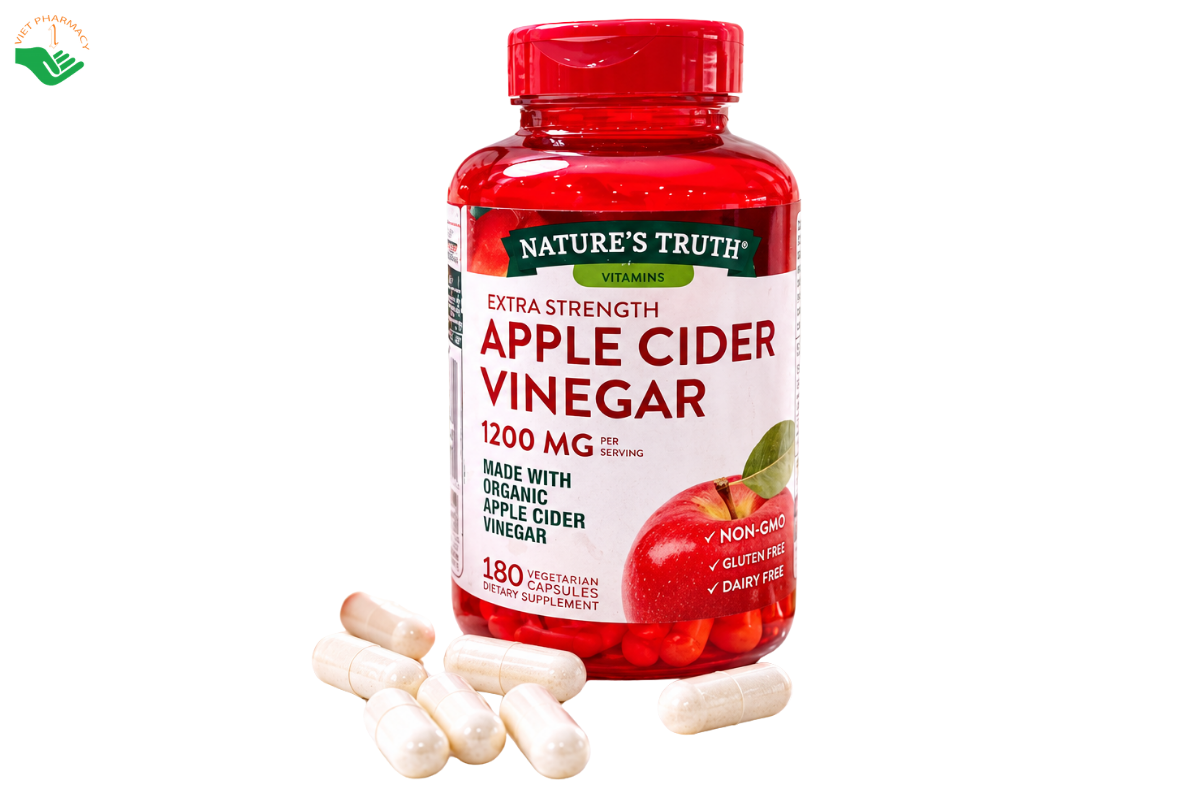Viên uống Apple Cider Vinegar 1200mg Nature's Truth hỗ trợ kiểm soát cân nặng, hạn chế tích tụ mỡ thừa (Hộp 180 viên)