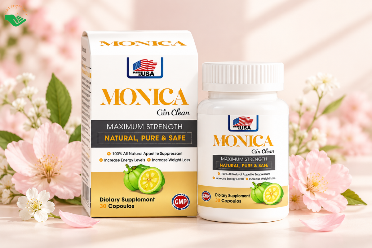 Viên uống Gin Clean Maximum Strength Monica hỗ trợ kiểm soát cân nặng, giảm cảm giác thèm ăn (Hộp 30 viên)