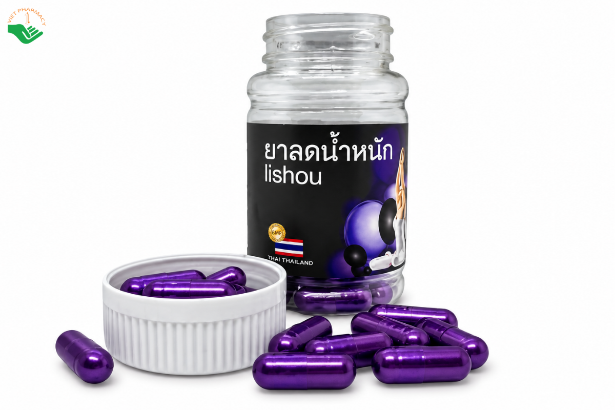 Viên uống Lishou Tím hỗ trợ kiểm soát cân nặng, hạn chế hấp thu chất béo (Hộp 40 viên)