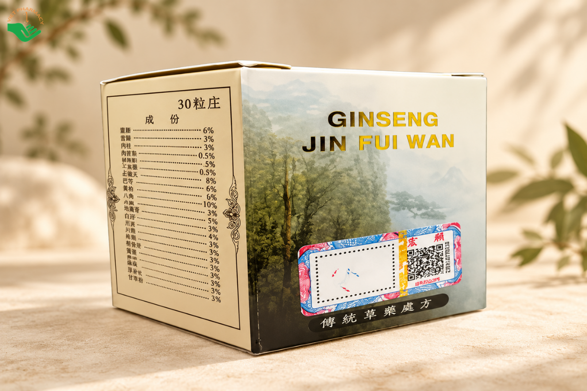 Viên uống Nhân Sâm Phì Hoàn Ginseng Jin Fui Wan Wisdom hỗ trợ ăn ngon, ngủ ngon, bồi bổ cơ thể (Hộp 30 viên)