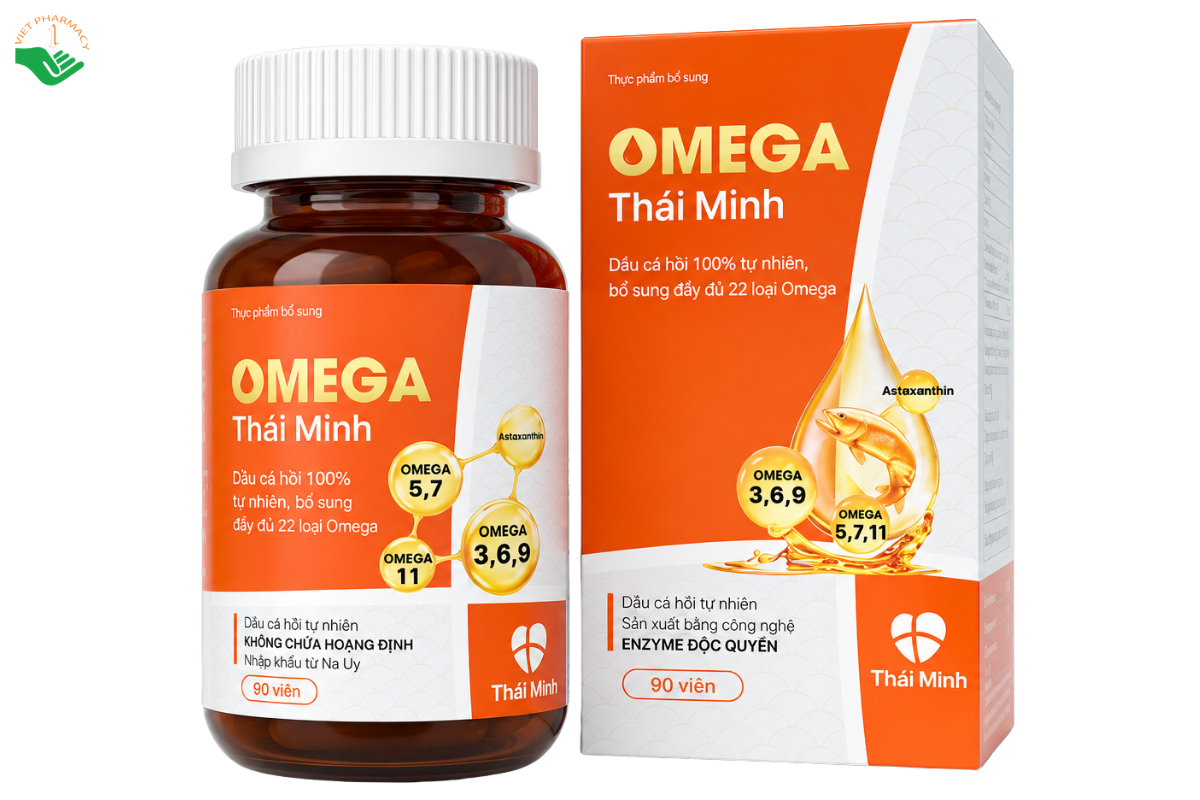Viên uống Omega Thái Minh bổ sung acid béo, vitamin D3 hỗ trợ tim mạch và não bộ (Lọ 90 viên)
