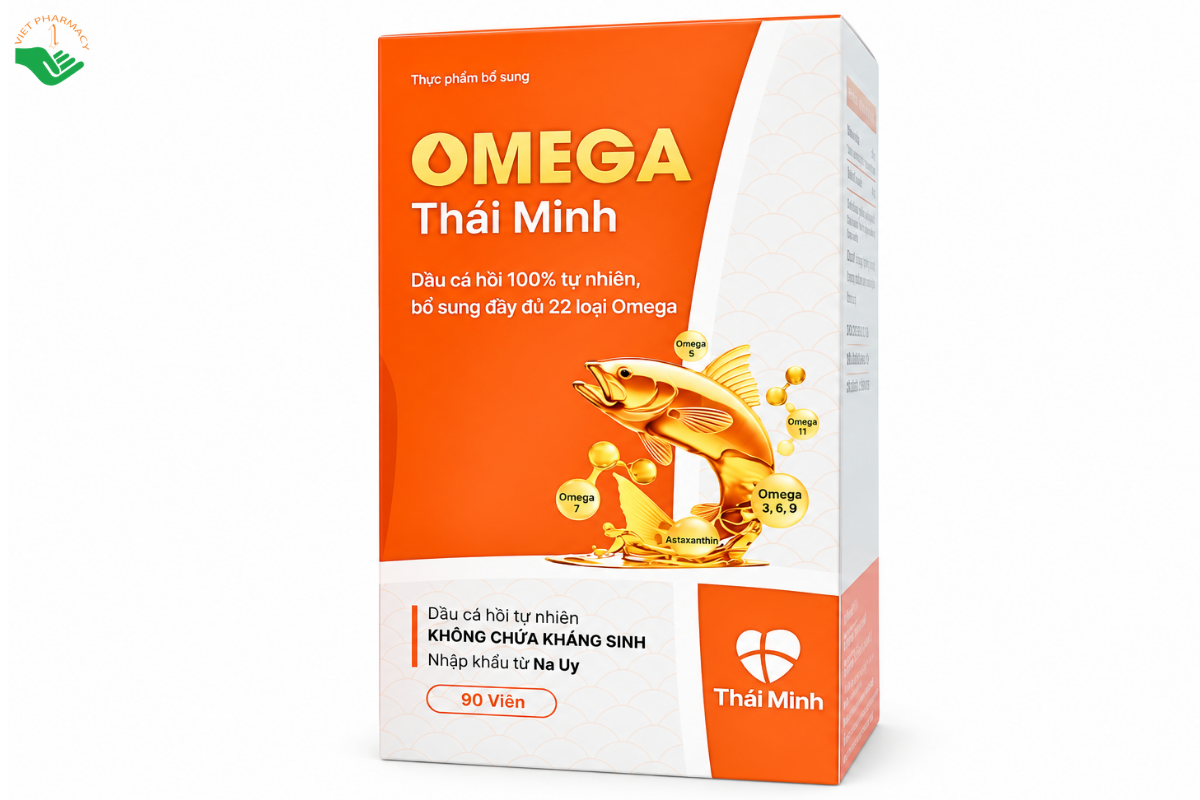 Viên uống Omega Thái Minh bổ sung acid béo, vitamin D3 hỗ trợ tim mạch và não bộ (Lọ 90 viên)