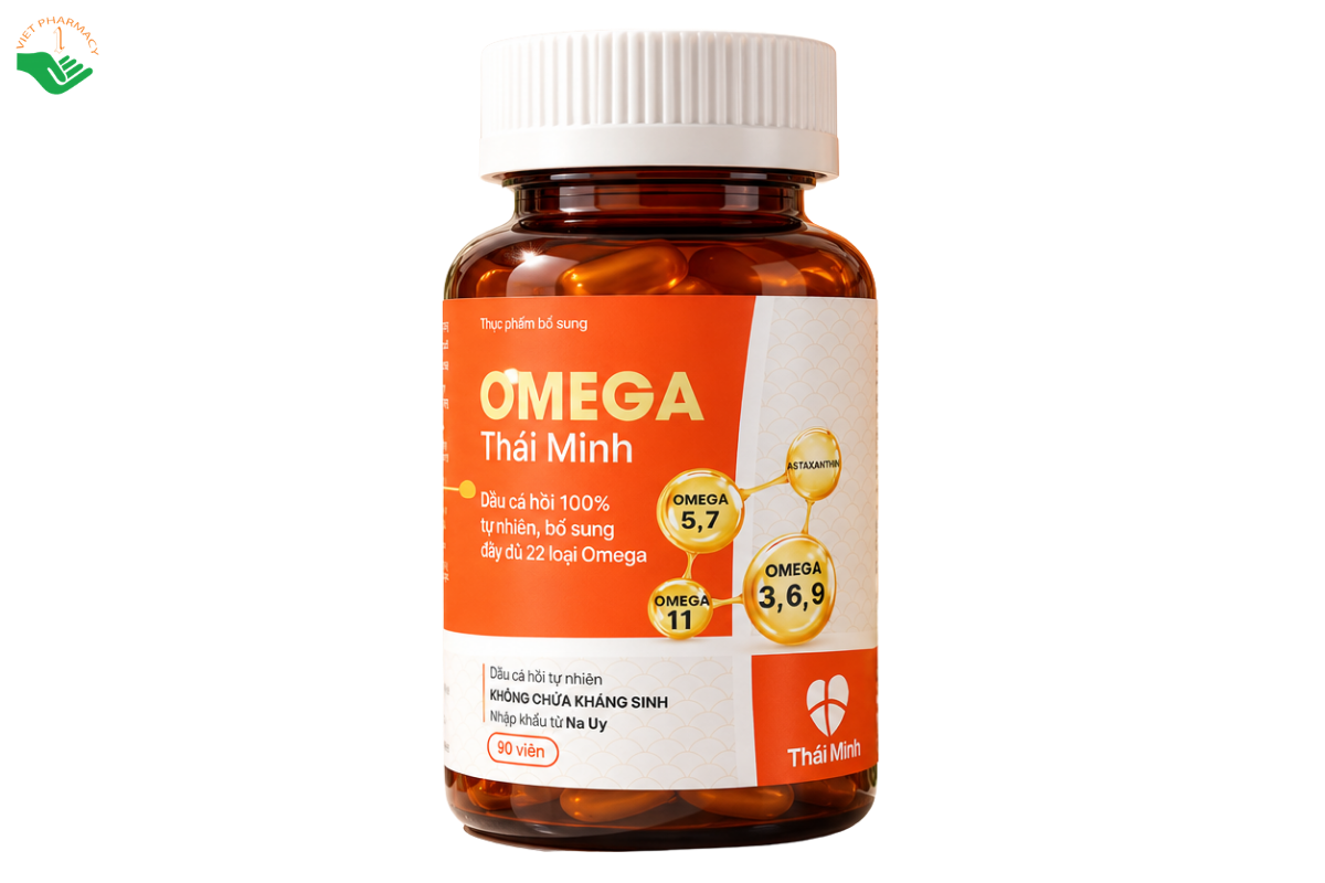 Viên uống Omega Thái Minh bổ sung acid béo, vitamin D3 hỗ trợ tim mạch và não bộ (Lọ 90 viên)