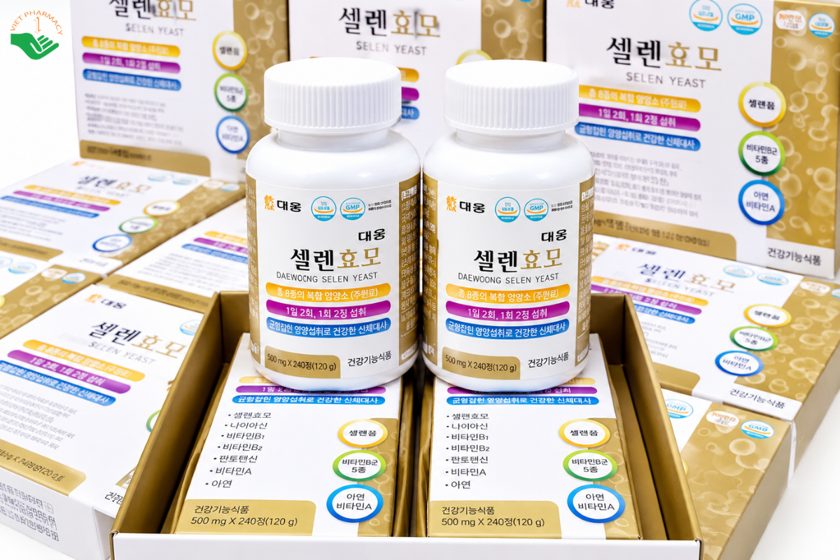 Viên uống Selen Yeast Daewoong Life Science bổ sung selen, vitamin và khoáng chất, hỗ trợ chuyển hóa năng lượng (Hộp 240 viên)