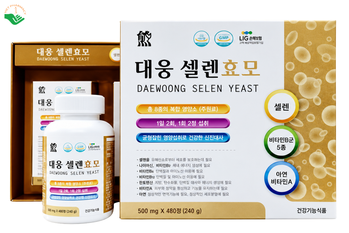 Viên uống Selen Yeast Daewoong Life Science bổ sung selen, vitamin và khoáng chất, hỗ trợ chuyển hóa năng lượng (Hộp 240 viên)