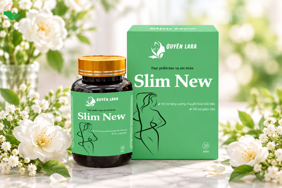 Viên uống Slim New Quyên Lara hỗ trợ tăng cường chuyển hóa chất béo, hỗ trợ giảm béo (Hộp 30 viên)