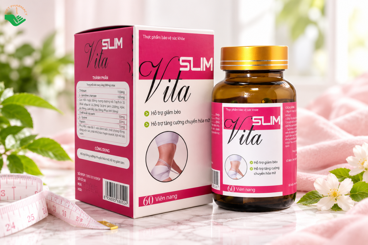 Viên uống Slim Vita Truepharmco hỗ trợ giảm béo, tăng cường chuyển hóa mỡ (Hộp 60 viên)