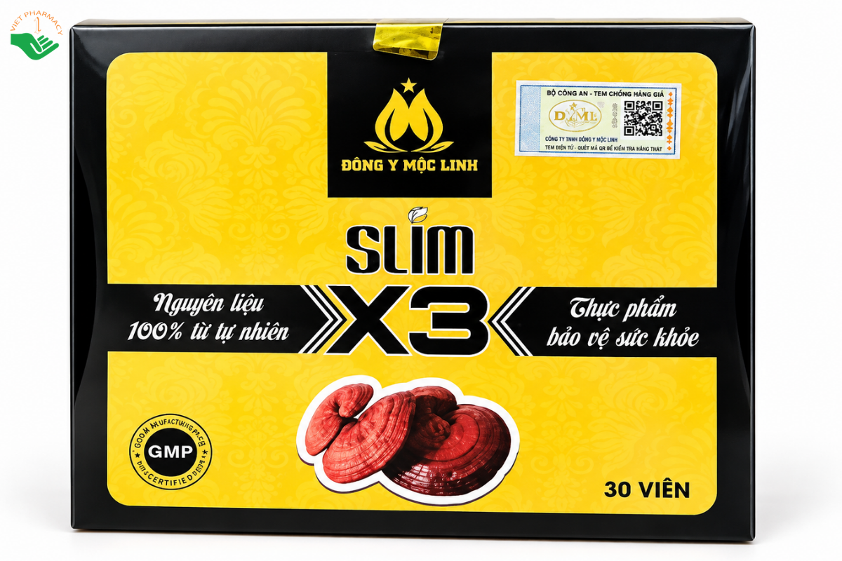 Viên uống Slim X3 Đông Y Mộc Linh Cảnh Anh Organic hỗ trợ giảm mỡ máu, hạn chế tích tụ mỡ thừa (Hộp 30 viên)