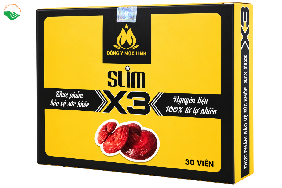 Viên uống Slim X3 Đông Y Mộc Linh Cảnh Anh Organic hỗ trợ giảm mỡ máu, hạn chế tích tụ mỡ thừa (Hộp 30 viên)
