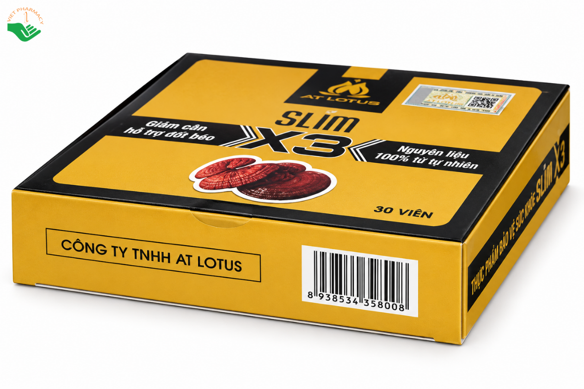 Viên uống Slim X3 Đông Y Mộc Linh Cảnh Anh Organic hỗ trợ giảm mỡ máu, hạn chế tích tụ mỡ thừa (Hộp 30 viên)
