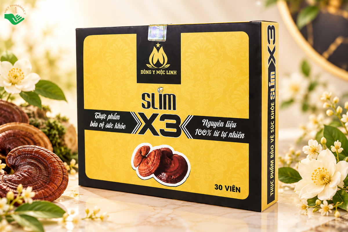 Viên uống Slim X3 Đông Y Mộc Linh Cảnh Anh Organic hỗ trợ giảm mỡ máu, hạn chế tích tụ mỡ thừa (Hộp 30 viên)