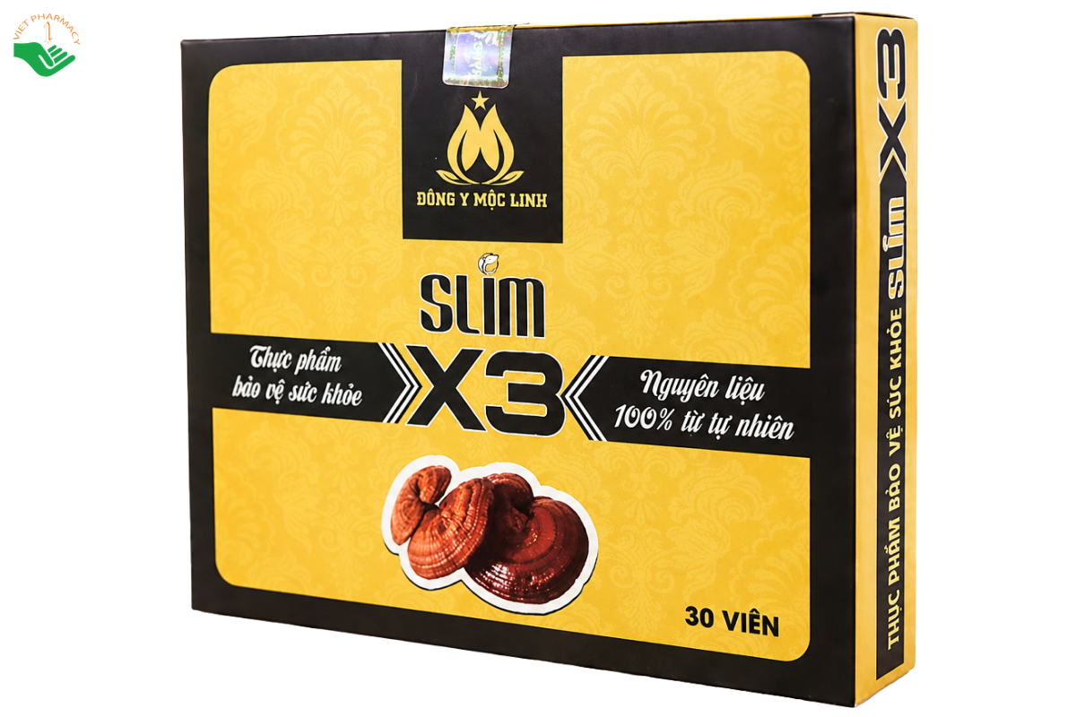 Viên uống Slim X3 Đông Y Mộc Linh Cảnh Anh Organic hỗ trợ giảm mỡ máu, hạn chế tích tụ mỡ thừa (Hộp 30 viên)
