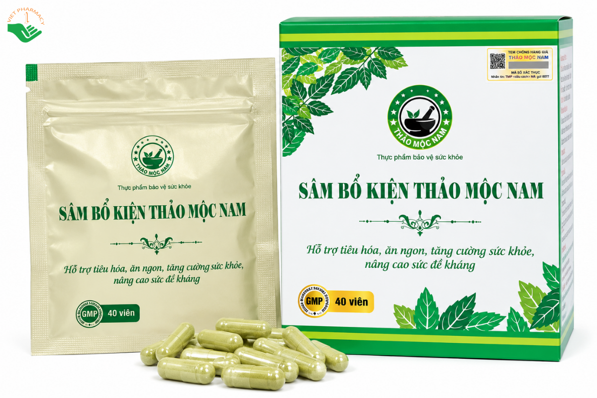 Viên uống Sâm Bổ Kiện Thảo Mộc Nam Organic hỗ trợ tiêu hóa, ăn ngon và tăng cường sức khỏe (Hộp 40 viên)