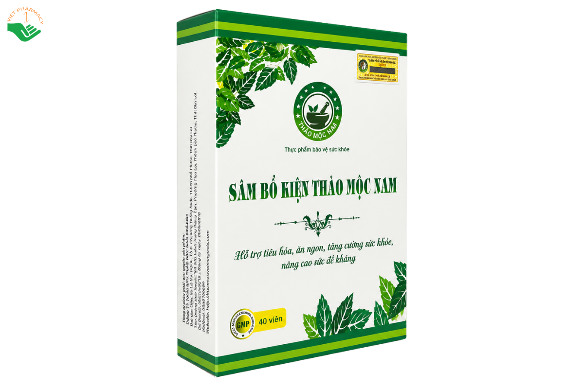 Viên uống Sâm Bổ Kiện Thảo Mộc Nam Organic hỗ trợ tiêu hóa, ăn ngon và tăng cường sức khỏe (Hộp 40 viên)