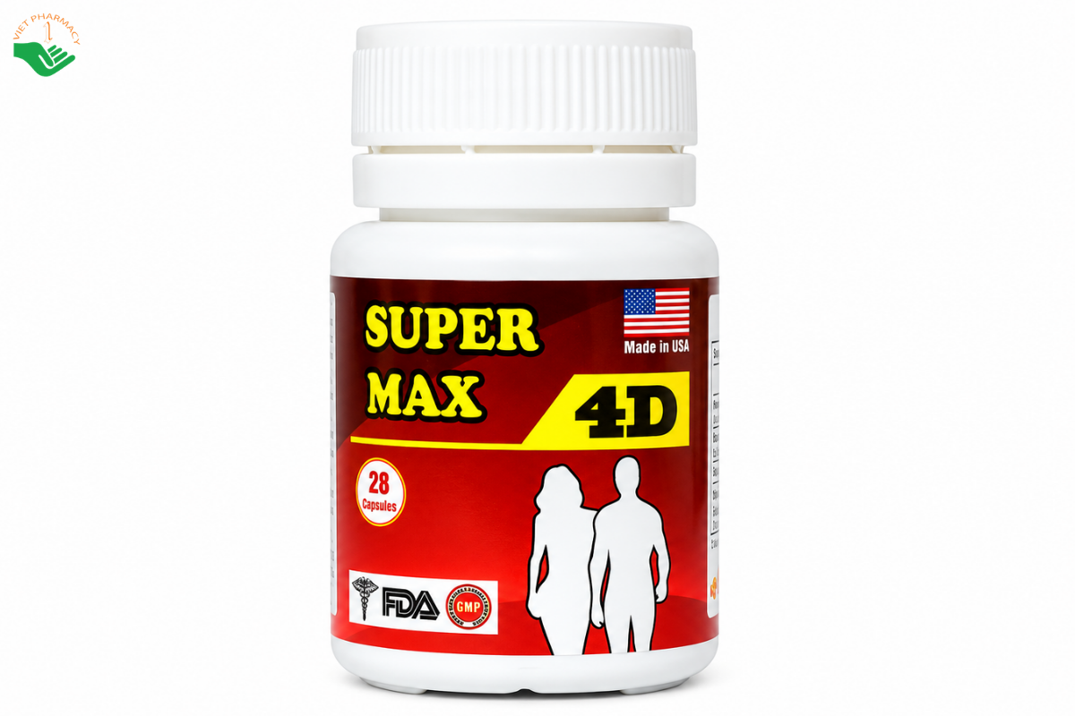 Viên uống Super Max 4D Natural Vitamins Laboratory bổ sung protein, hỗ trợ tăng cân (Hộp 28 viên)