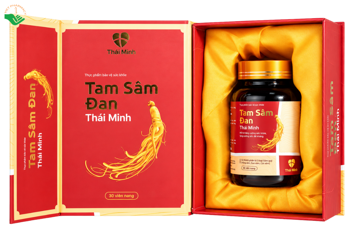 Viên uống Tam Sâm Đan Thái Minh hỗ trợ tăng cường sức khỏe, sức đề kháng (Hộp 30 viên)