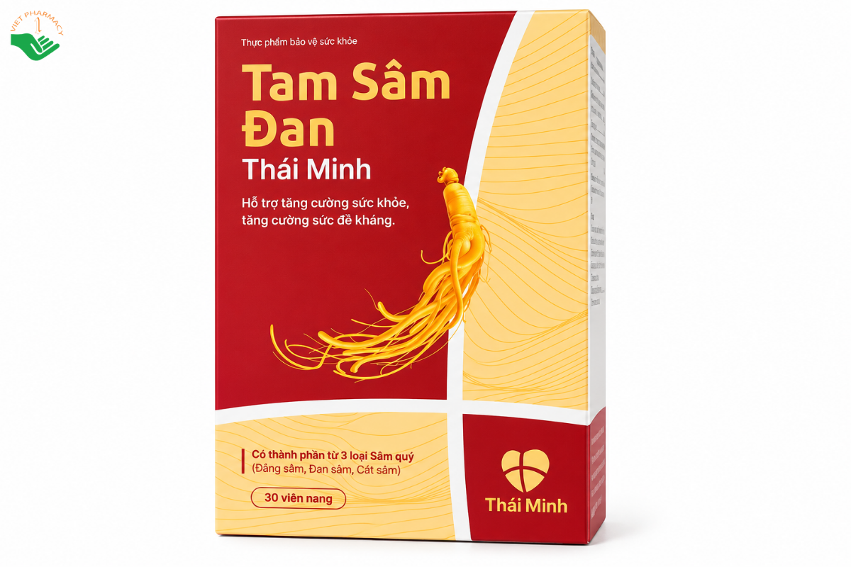 Viên uống Tam Sâm Đan Thái Minh hỗ trợ tăng cường sức khỏe, sức đề kháng (Hộp 30 viên)