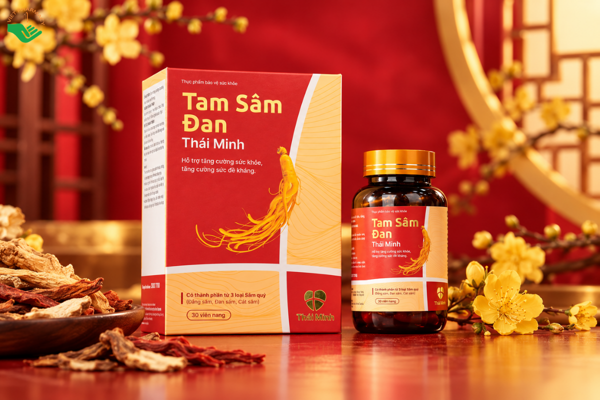 Viên uống Tam Sâm Đan Thái Minh hỗ trợ tăng cường sức khỏe, sức đề kháng (Hộp 30 viên)