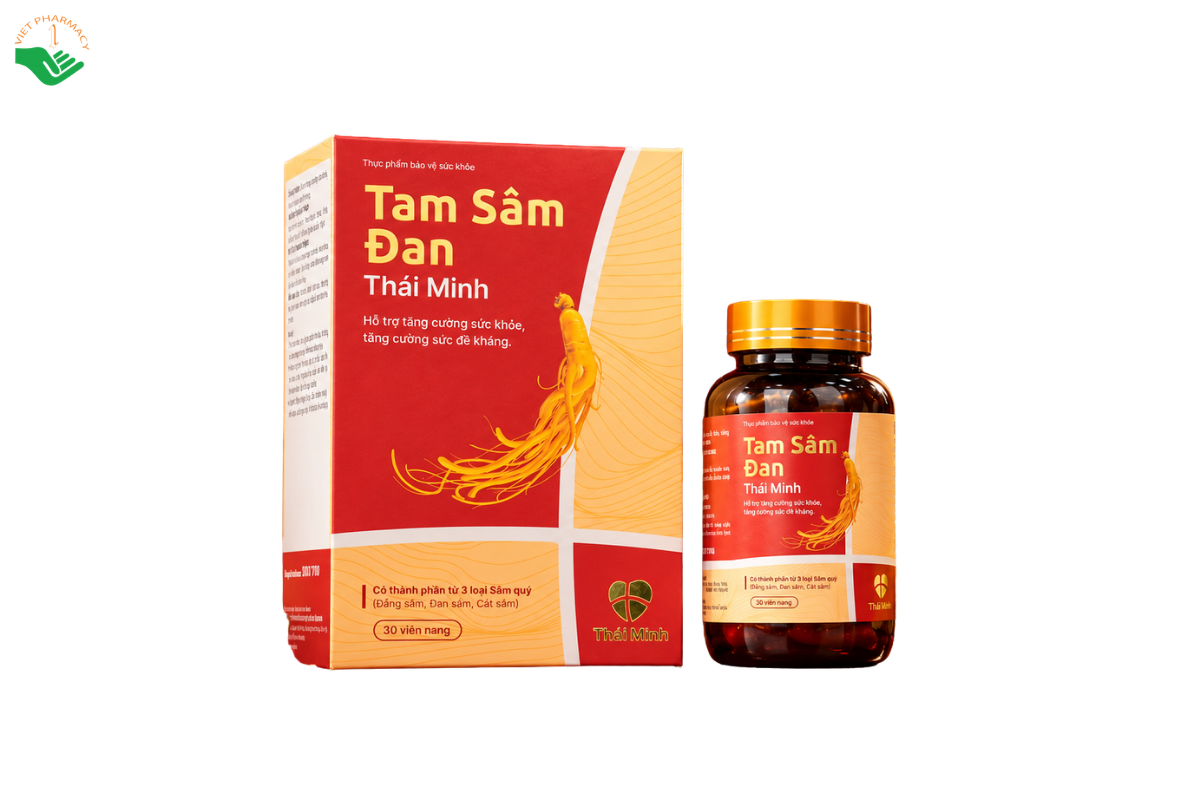 Viên uống Tam Sâm Đan Thái Minh hỗ trợ tăng cường sức khỏe, sức đề kháng (Hộp 30 viên)