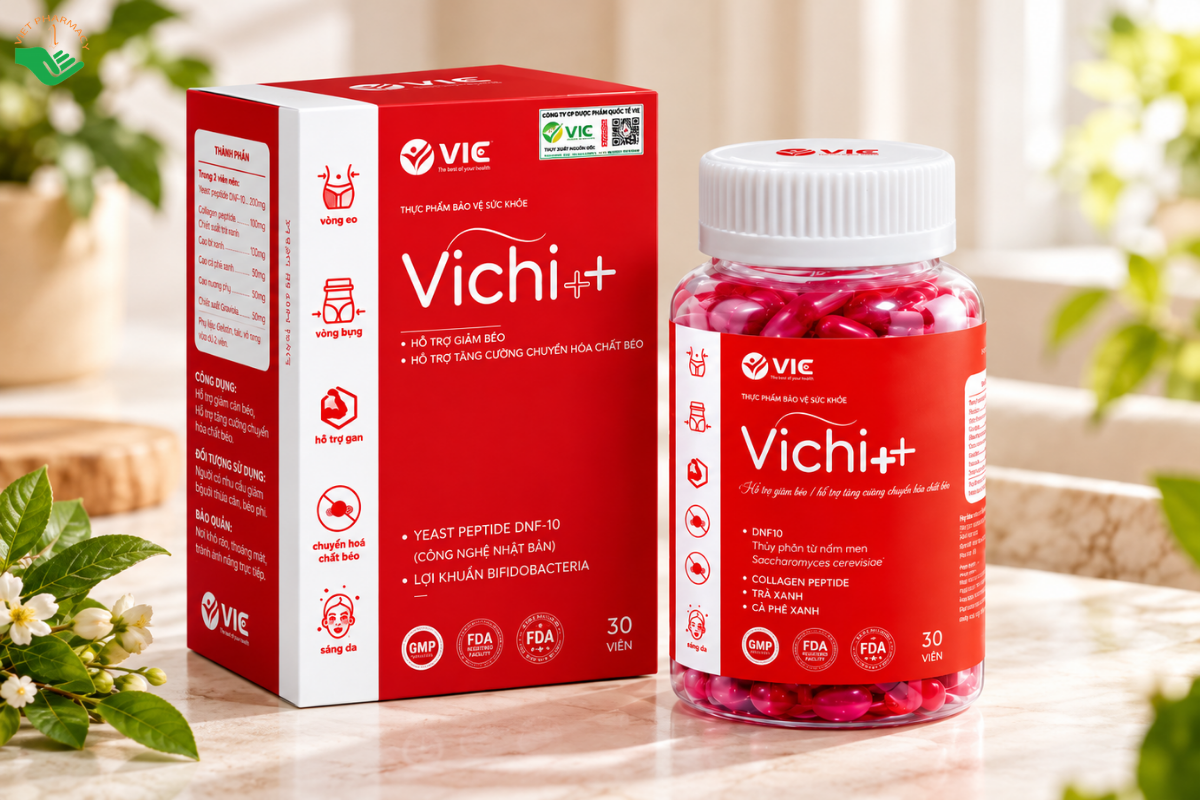 Viên uống Vichi++ V.I.C hỗ trợ chuyển hóa chất béo, kiểm soát cân nặng (Hộp 30 viên)