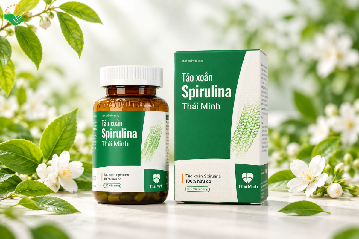 Viên uống tảo xoắn Spirulina Thái Minh bổ sung dinh dưỡng, hỗ trợ tăng cường sức khỏe (Hộp 120 viên)