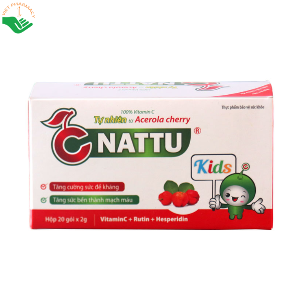 Cốm C-NATTU Kids giúp bổ sung vitamin C tự nhiên và tăng cường sức đề kháng cho trẻ (hộp 20 gói)