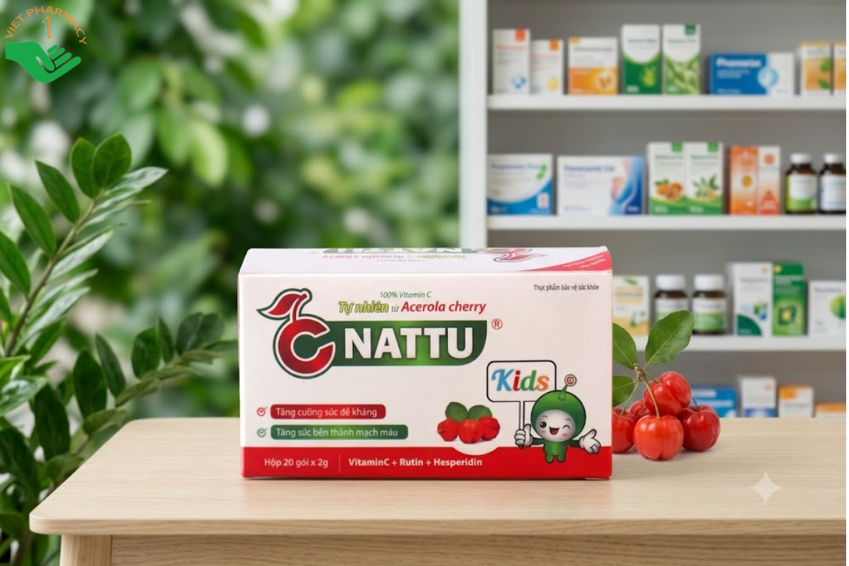 Cốm C-NATTU Kids giúp bổ sung vitamin C tự nhiên và tăng cường sức đề kháng cho trẻ (hộp 20 gói)