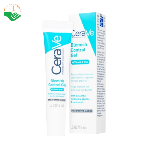 Gel giảm mụn CeraVe Blemish Control Gel hỗ trợ giảm mụn, thâm mụn và cải thiện lỗ chân lông (Tuýp 40ml)