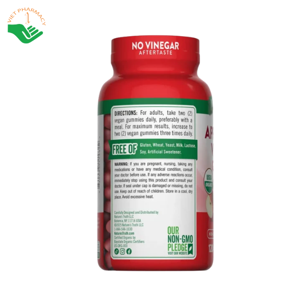 Kẹo dẻo giấm táo Apple Cider Vinegar Organic Gummies Nature’s Truth bổ sung giấm táo hữu cơ (Lọ 120 viên) - Ảnh 4