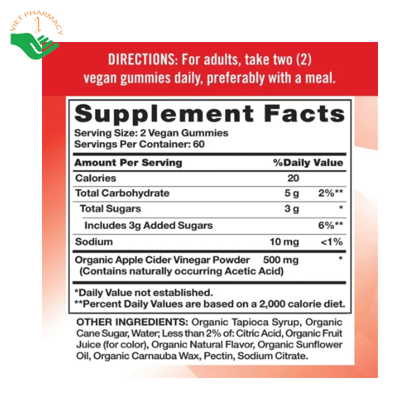 Kẹo dẻo giấm táo Apple Cider Vinegar Organic Gummies Nature’s Truth bổ sung giấm táo hữu cơ (Lọ 120 viên) - Ảnh 5
