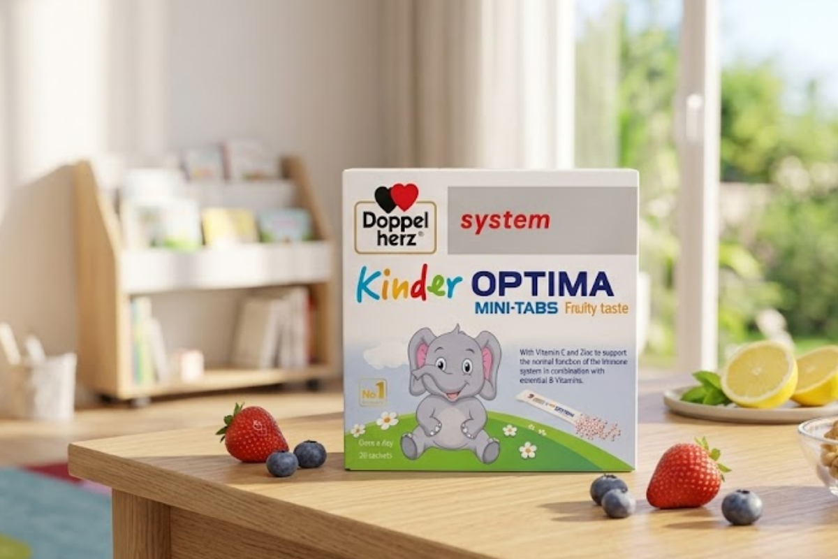 Cốm bổ sung Vitamin C, Kẽm và Vitamin nhóm B Kinder Optima Mini-Tabs Doppelherz (Hộp 20 gói)