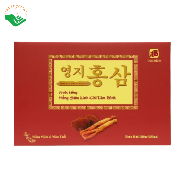 Nước uống Hồng sâm linh chi Tâm Bình bồi bổ, phục hồi sức khỏe (Hộp 15 túi x 70ml)