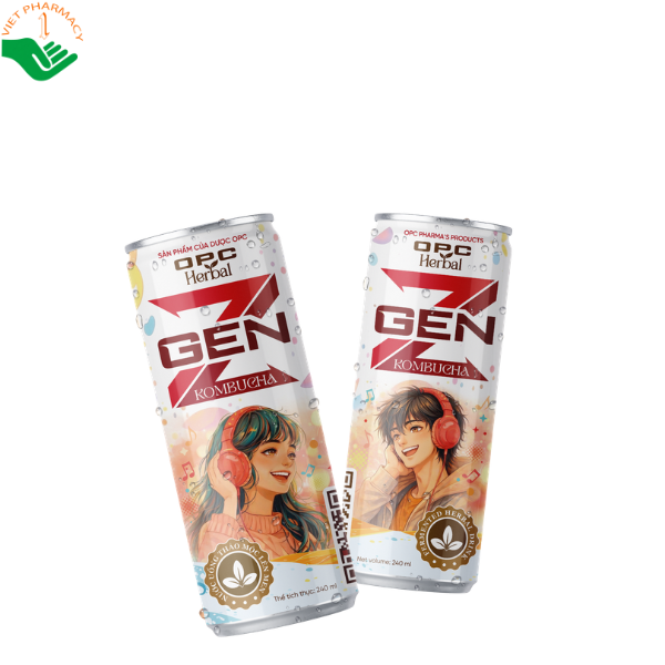 Nước uống thảo mộc lên men GEN Z KOMBUCHA OPC HERBAL hỗ trợ thanh nhiệt, tiêu hóa (Hộp 6 lon)